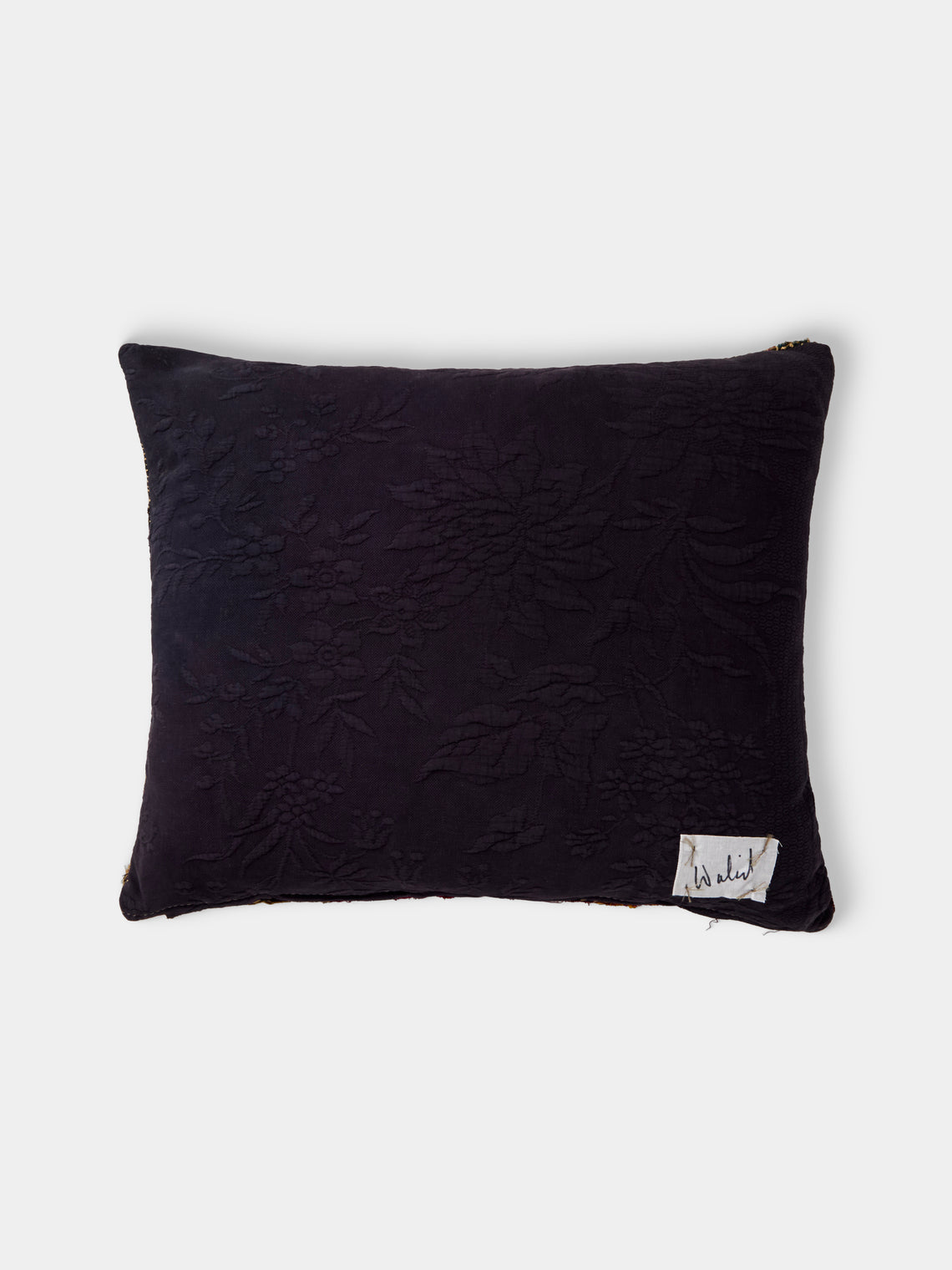 By Walid - 19th-Century Victorian Silk and Velvet Embroidered Cotton Cushion (19.5in/50cm) - Multiple - ABASK