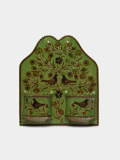 Poterie d’Évires - Birds Hand-Painted Ceramic Double Utensil Holder -  - ABASK - 