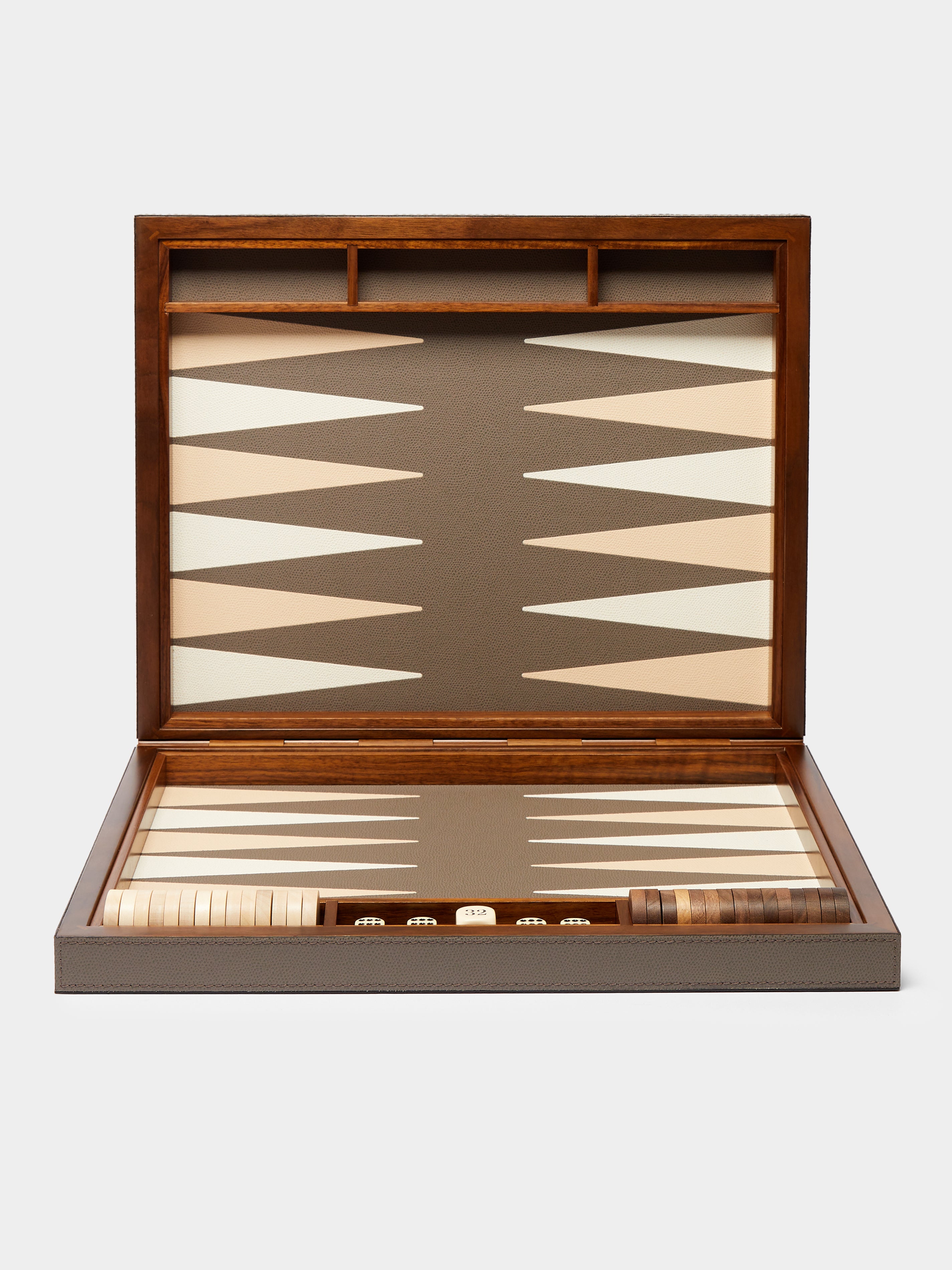 Brown Leather Backgammon Set by Giobagnara | ABASK
