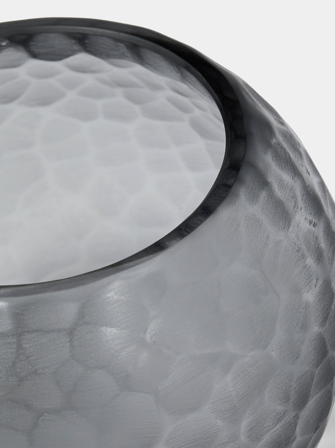Micheluzzi Glass - Bocia Acciaio Diamante Hand-Blown Murano Glass Vase (4.5in/11.5cm) - Gray - ABASK