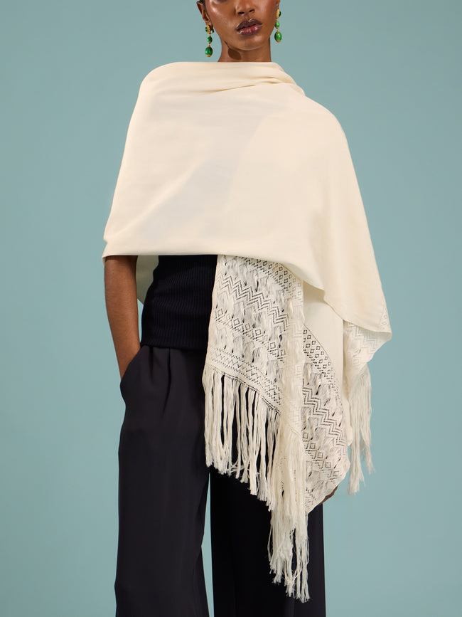 Heirlome - Silk Rebozo (98.5in/2.5m) - Ivory - ABASK