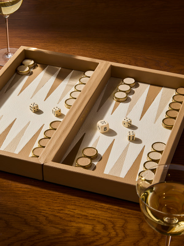 Geoffrey Parker - Leather Travel Backgammon Set - Beige - ABASK