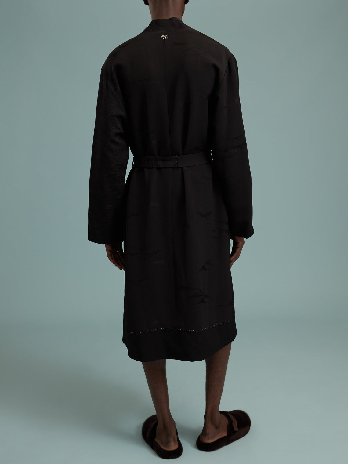 Considered Objects - Dots and Lines Hand-Stitched Silk Robe - Black - ABASK