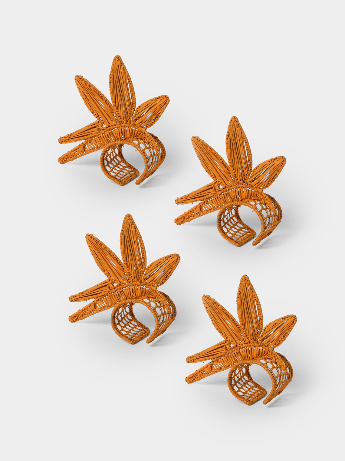 Artesanías del Atlántico - | Set of 4 | Paradise Handwoven Palm Napkin Rings - Yellow - ABASK - 
