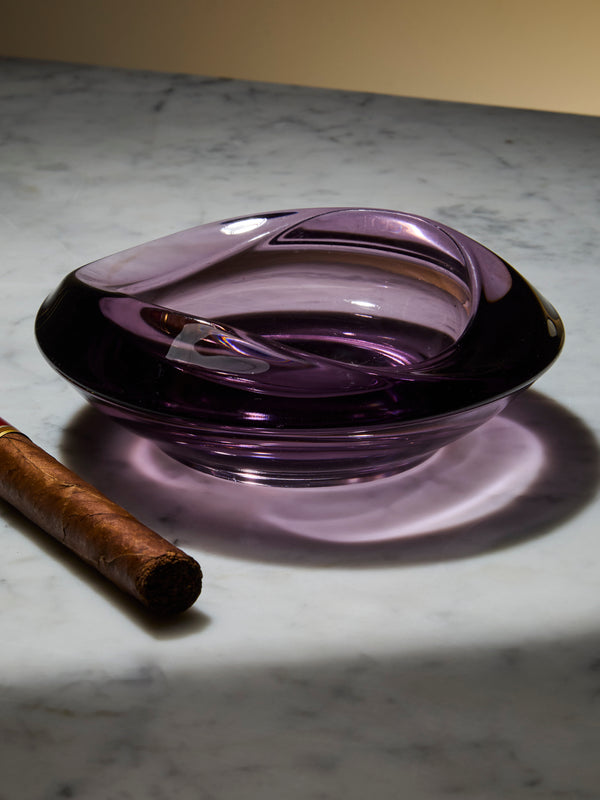 Antique and Vintage - Mid-Century Crystal Ashtray - Purple - ABASK