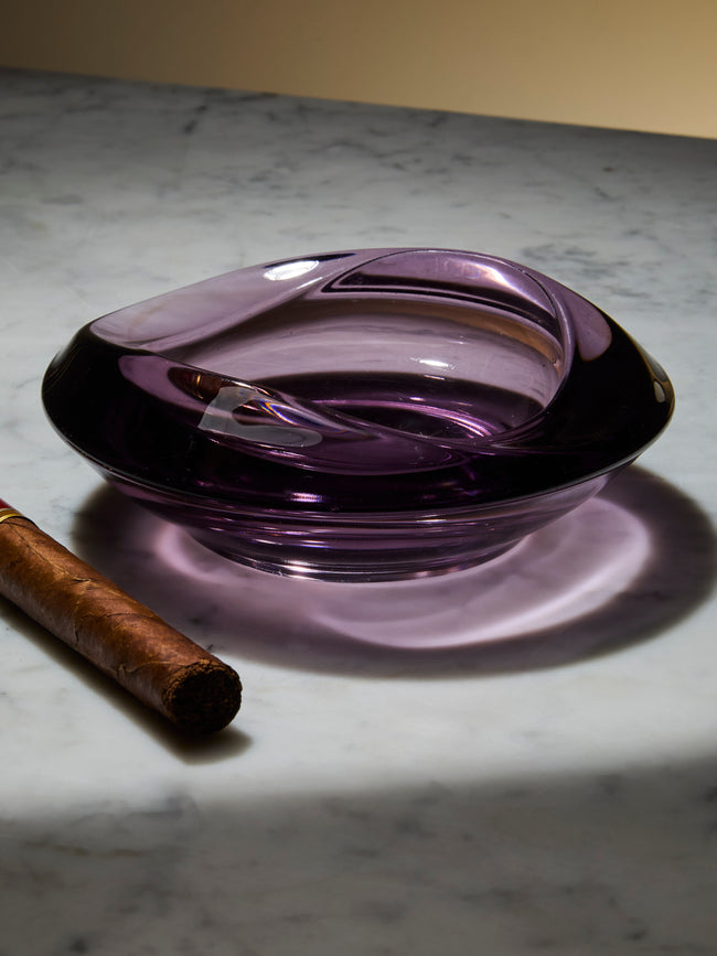 Antique and Vintage - Mid-Century Crystal Ashtray - Purple - ABASK