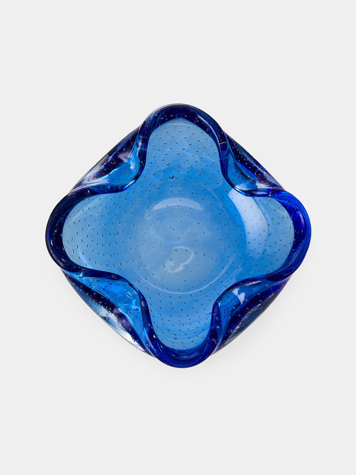 Antique and Vintage - Mid-Century Glass Ashtray - Blue - ABASK