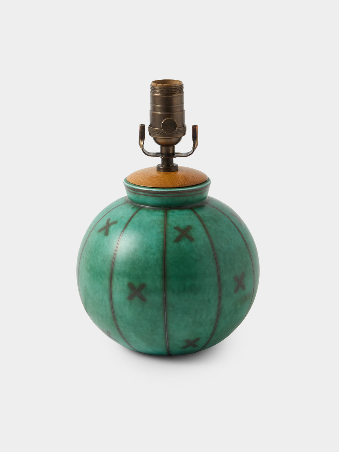Antique and Vintage - 1930 Wilhelm Kåge Argenta Stoneware Table Lamp - Green - ABASK - 