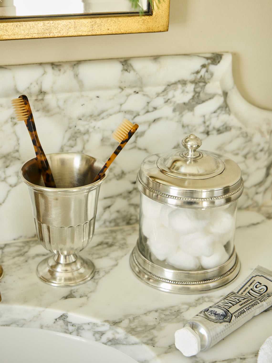 Cosi Tabellini - Impero Pewter Toothbrush Holder - Silver - ABASK