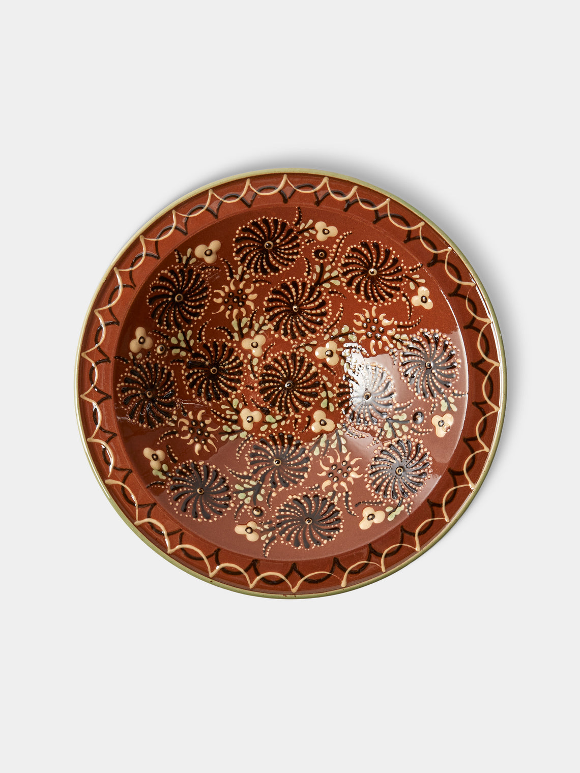Poterie d’Évires - Flowers Hand-Painted Ceramic Serving Bowl - Light brown - ABASK