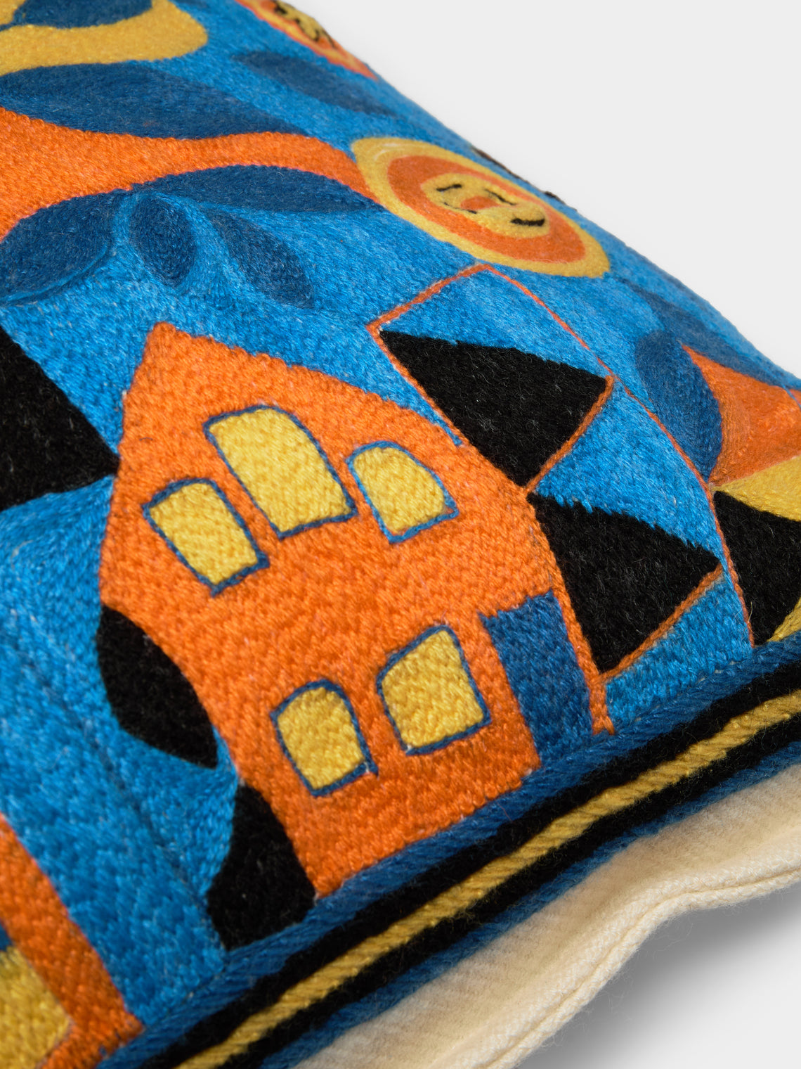 Saved NY - Hand-Embroidered Cashmere Pillow (21.5in/55cm) - Multiple - ABASK