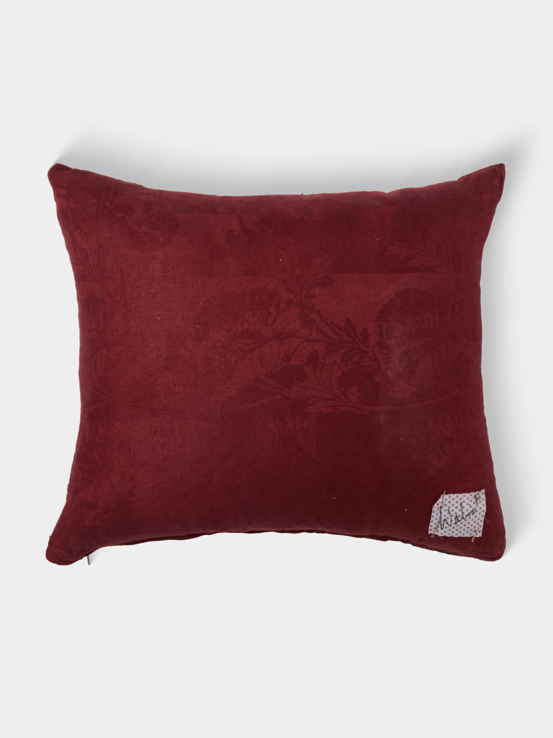 By Walid - 19th-Century Victorian Needlepoint Wool and Damask Cushion (20in/51cm) - Multiple - ABASK