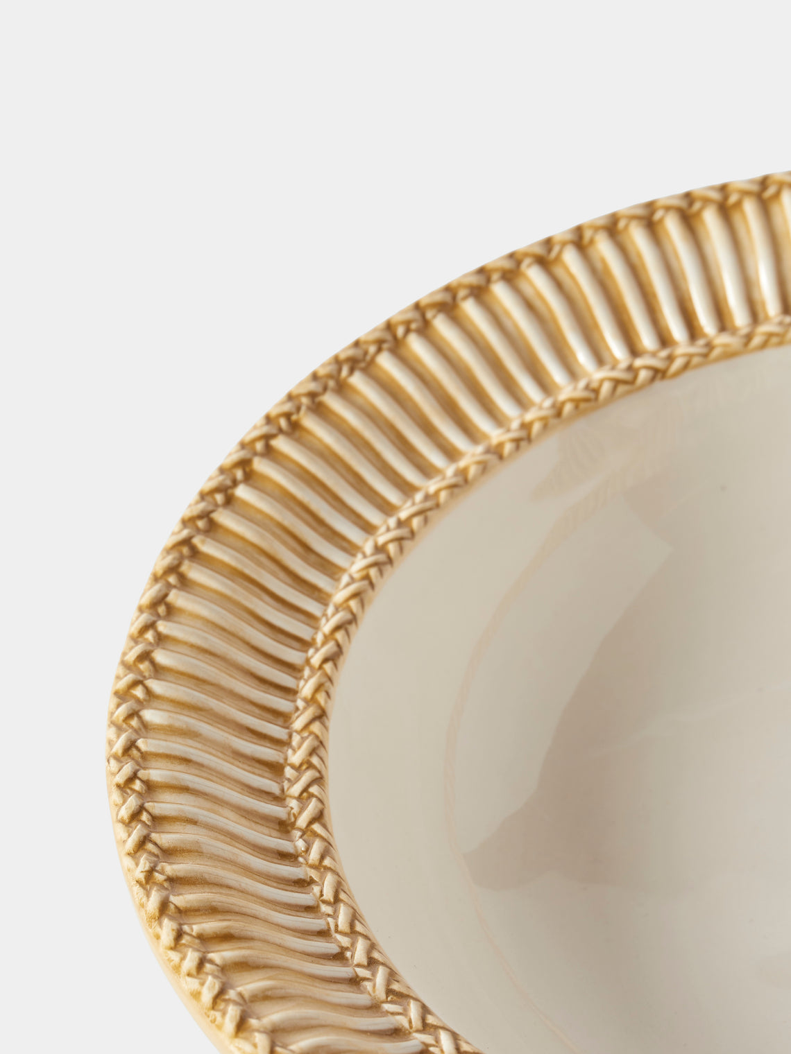 Tessalume Ceramiche - Wicker Hand-Painted Ceramic Large Salad Bowl - White - ABASK