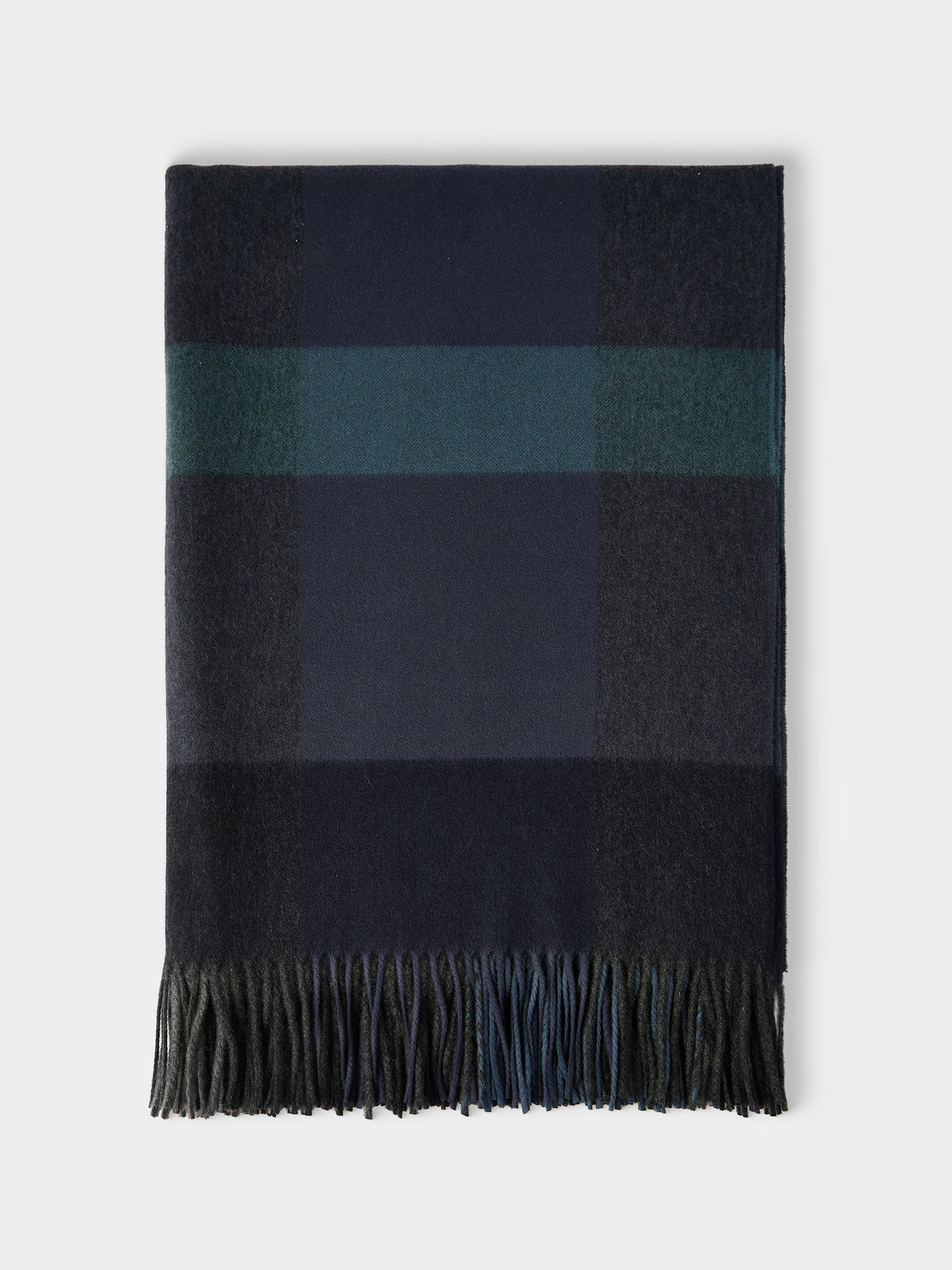 Johnstons of Elgin - Umbra Plaid Cashmere Throw (75in/1.9m) - Blue - ABASK