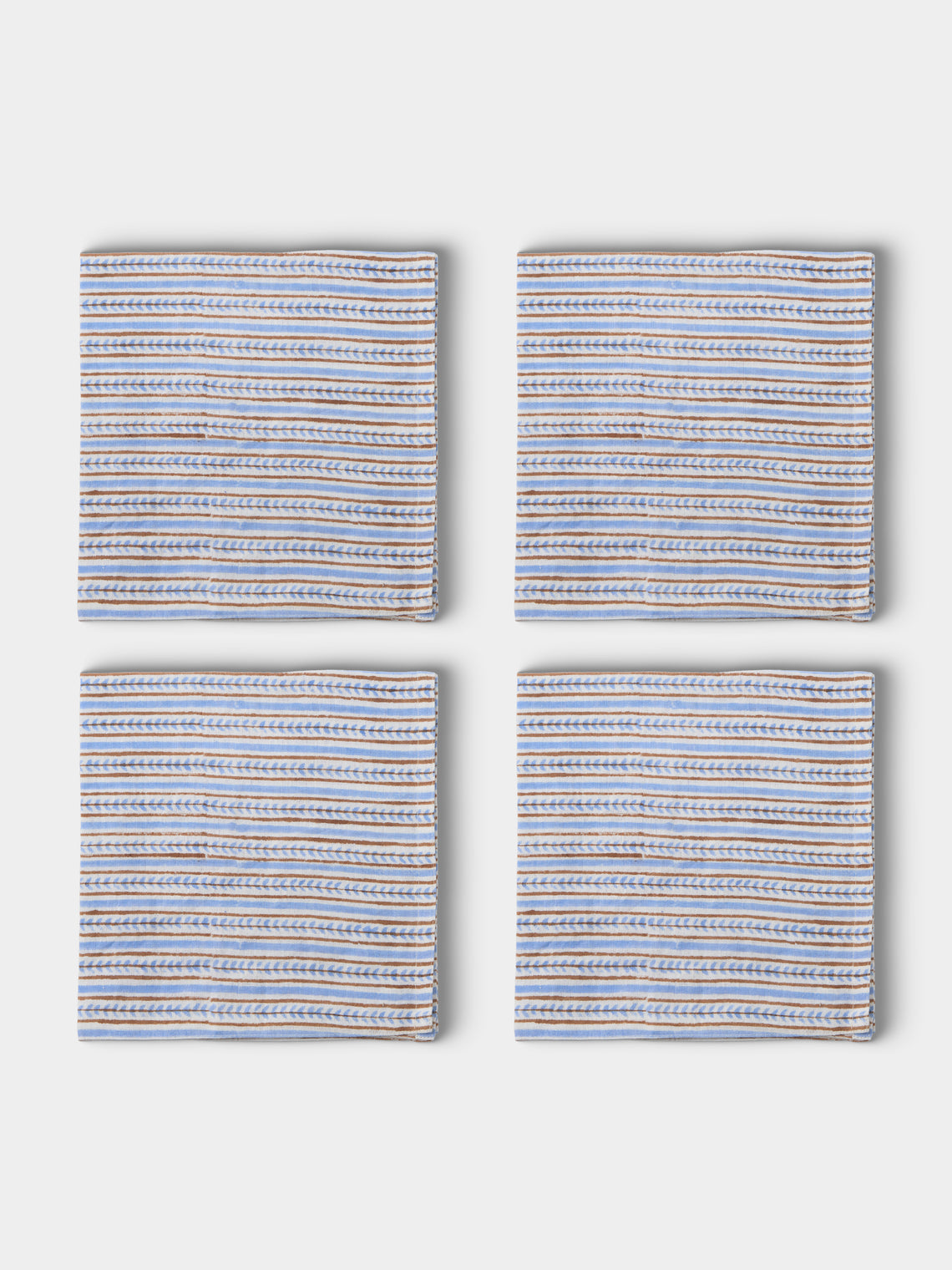 Chamois - | Set of 4 | Block-Printed Linen Napkins - Blue - ABASK