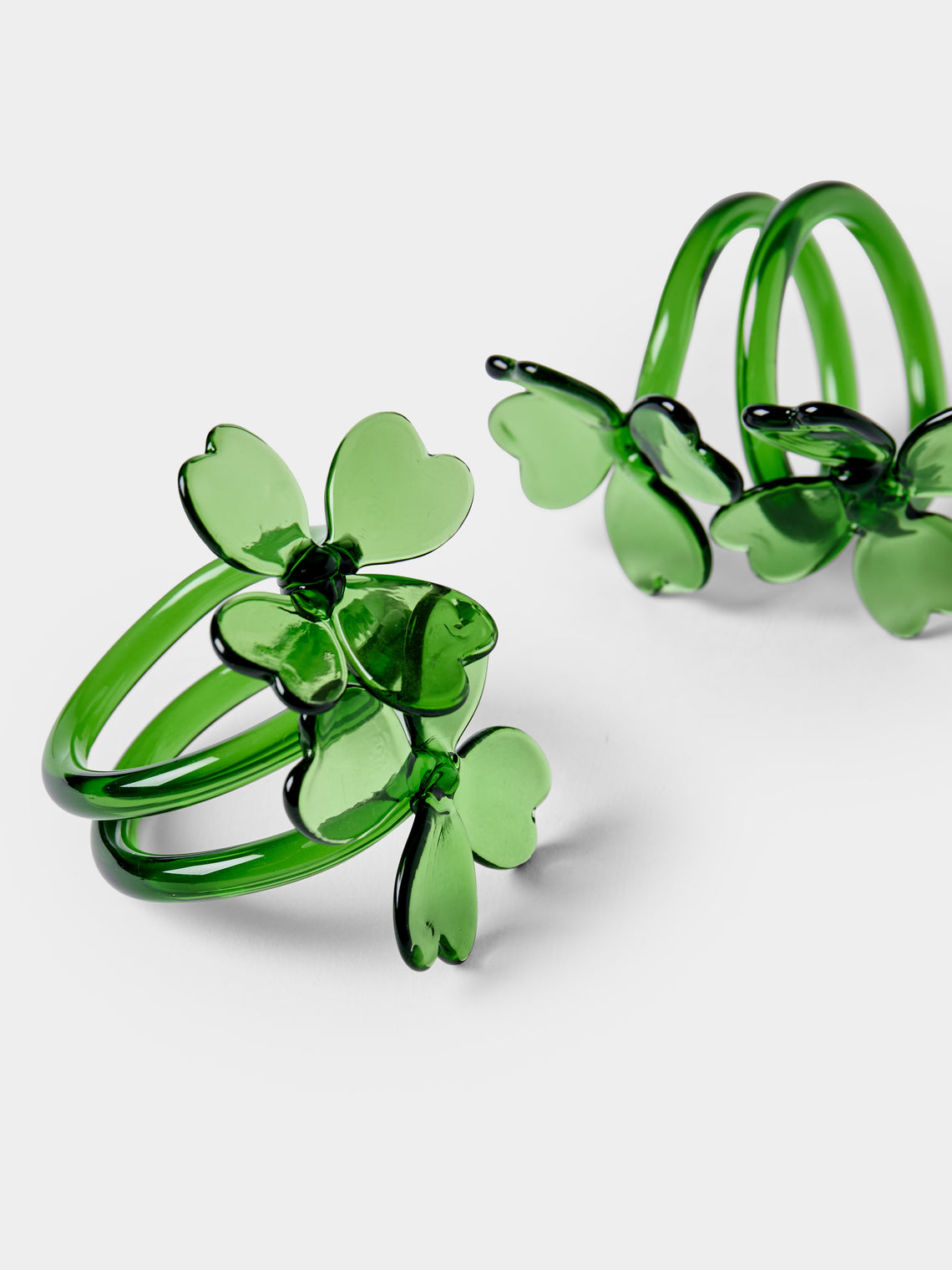 Casarialto - | Set of 6 | Nature Fortuna Hand-Blown Glass Napkin Rings - Green - ABASK