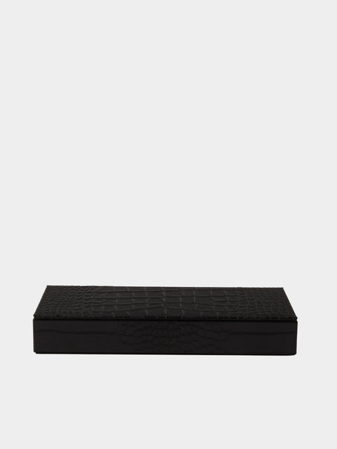 Pinetti - Leather Lidded Pen Holder - Black - ABASK - 