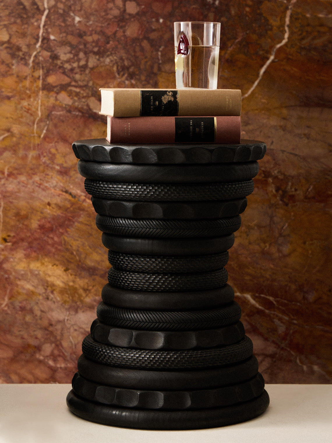 Lucas Castex - Hand-Engraved Wood Stool - Black - ABASK