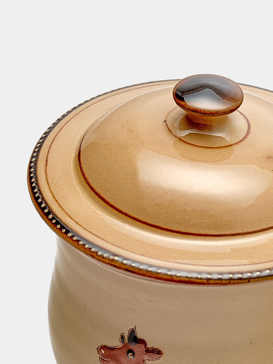 Poterie d’Évires - Cows Hand-Painted Ceramic Mini Lidded Pot - Cream - ABASK