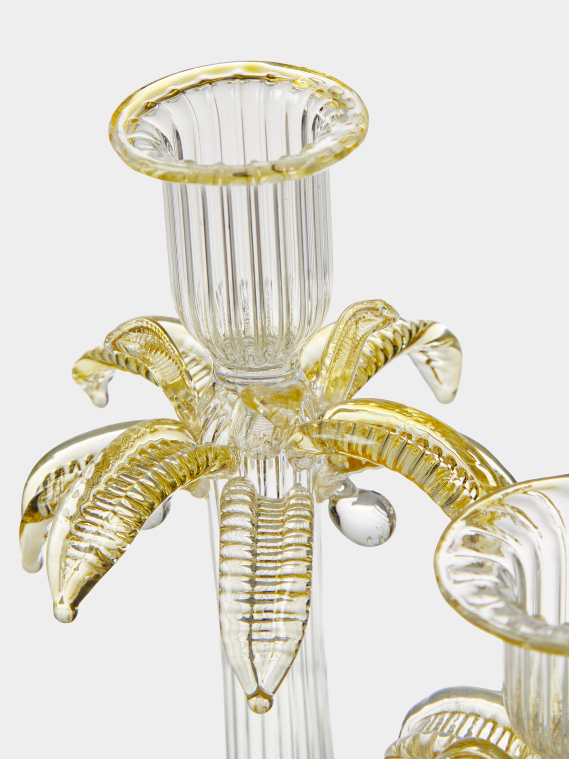 Alya Tannous - | Set of 2 | Palm Tree Hand-Blown Glass Candlesticks - Yellow - ABASK