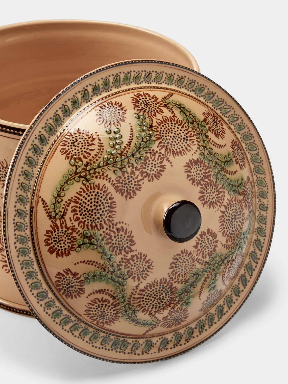 Poterie d’Évires - Flowers Hand-Painted Ceramic Extra Large Pot - Cream - ABASK