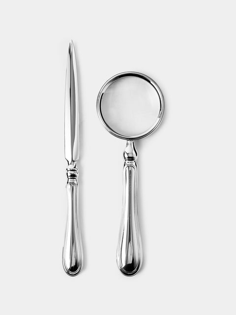 Greggio - English Silver-Plated Magnifying Glass and Letter Opener - Silver - ABASK - 