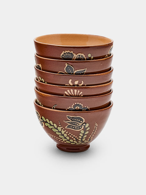 Poterie d’Évires - Flowers Hand-Painted Ceramic Petit Bowls (Set of 6) - Light brown - ABASK - 