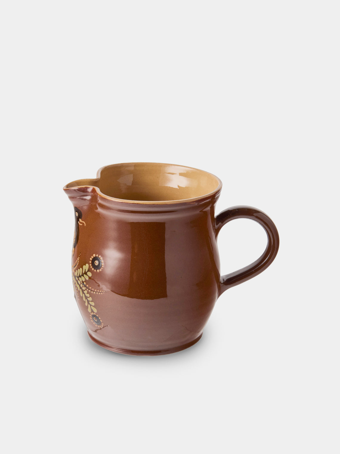 Poterie d’Évires - Birds Hand-Painted Ceramic Medium Jug - Light Brown - ABASK