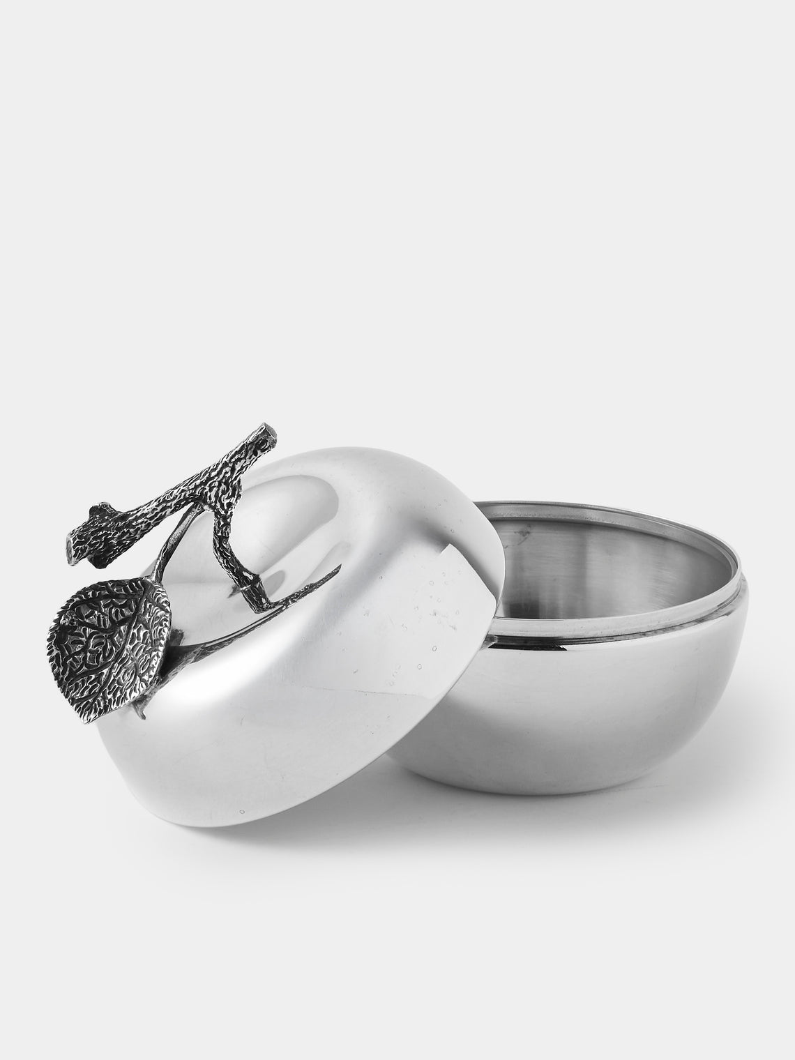 Antique and Vintage - 1970s Teghini Firenze Silver-Plated Apple Tea Box - Silver - ABASK