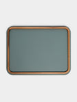 Giobagnara x Poltrona Frau - Walnut Large Rectangular Tray with Leather Inlay - Blue - ABASK - 