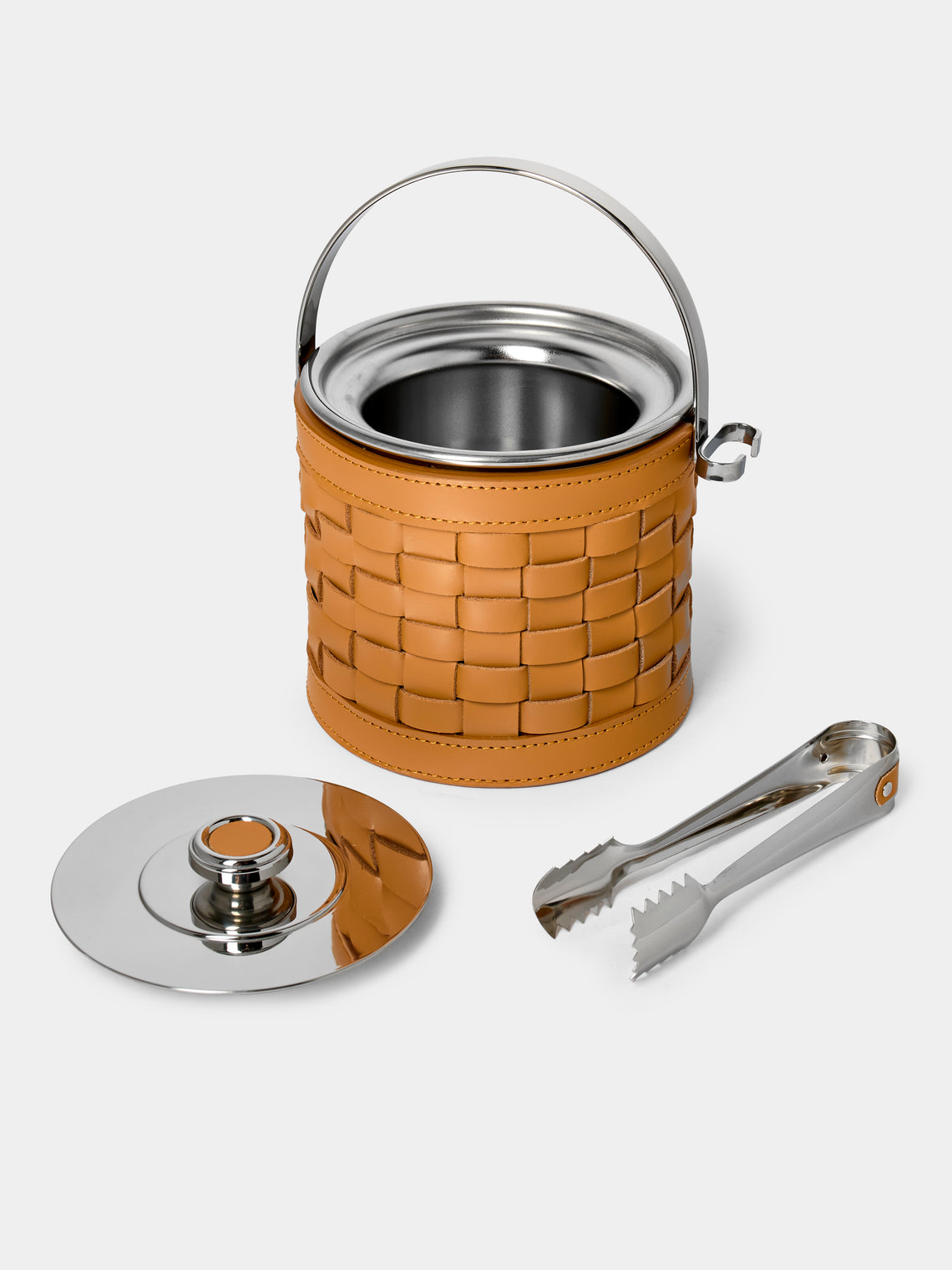 Riviere - Barcelona Water-Resistant Leather Ice Bucket with Tongs - Tan - ABASK