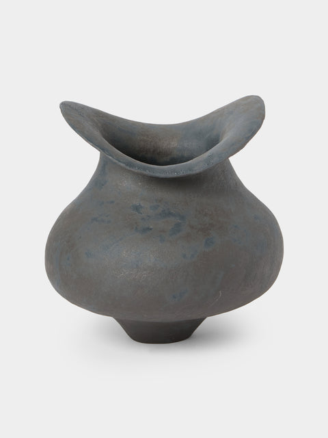 By Raffaella - Rita Hand-Coiled Stoneware Vase (8in/21cm) - Gray - ABASK - 