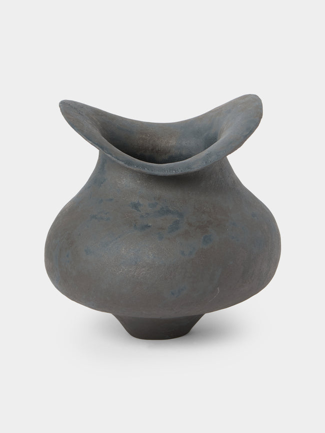 By Raffaella - Rita Hand-Coiled Stoneware Vase (8in/21cm) - Gray - ABASK - 