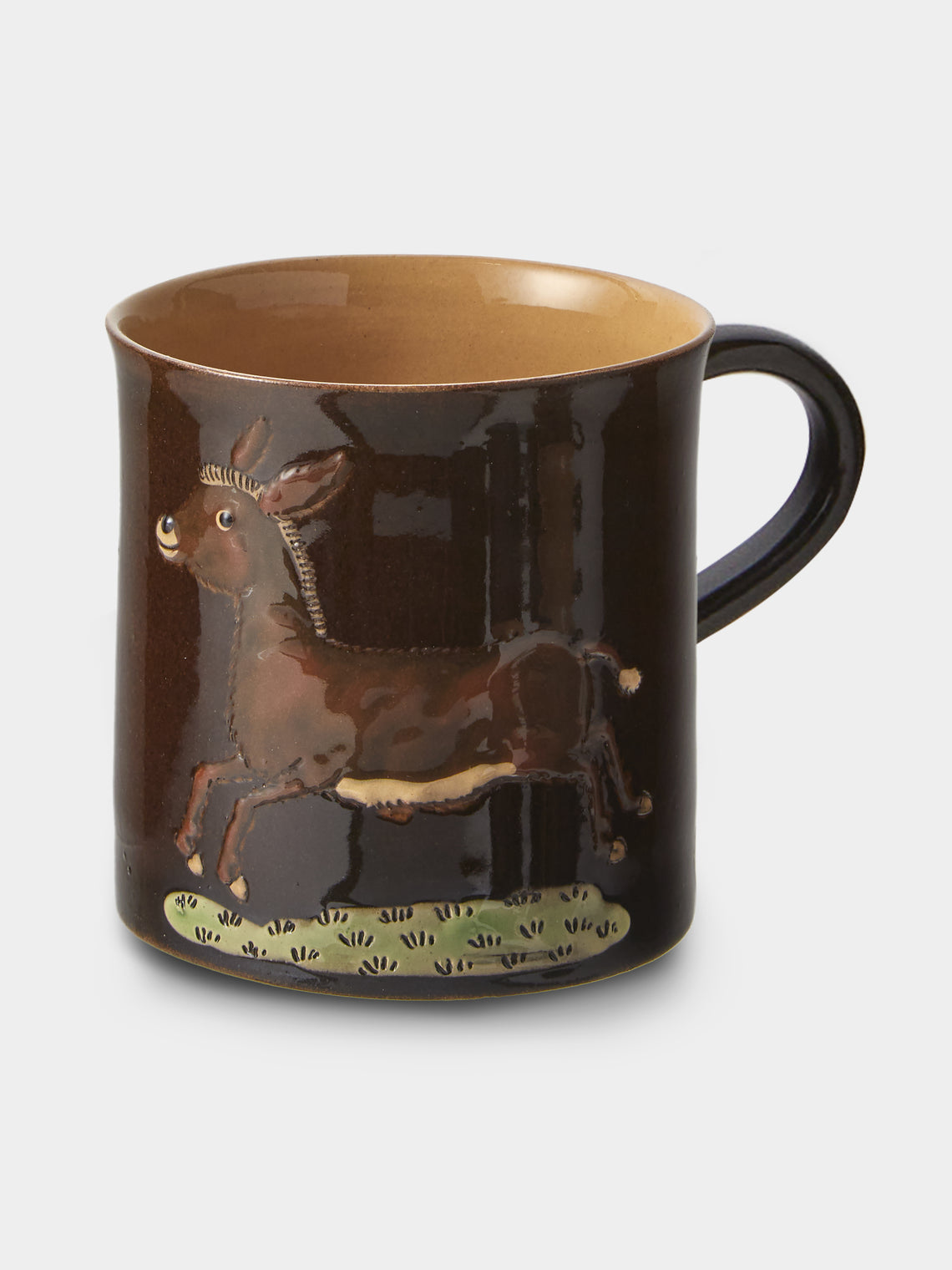 Poterie d’Évires - Animals Hand-Painted Ceramic Mugs (Set of 4) - Dark Brown - ABASK