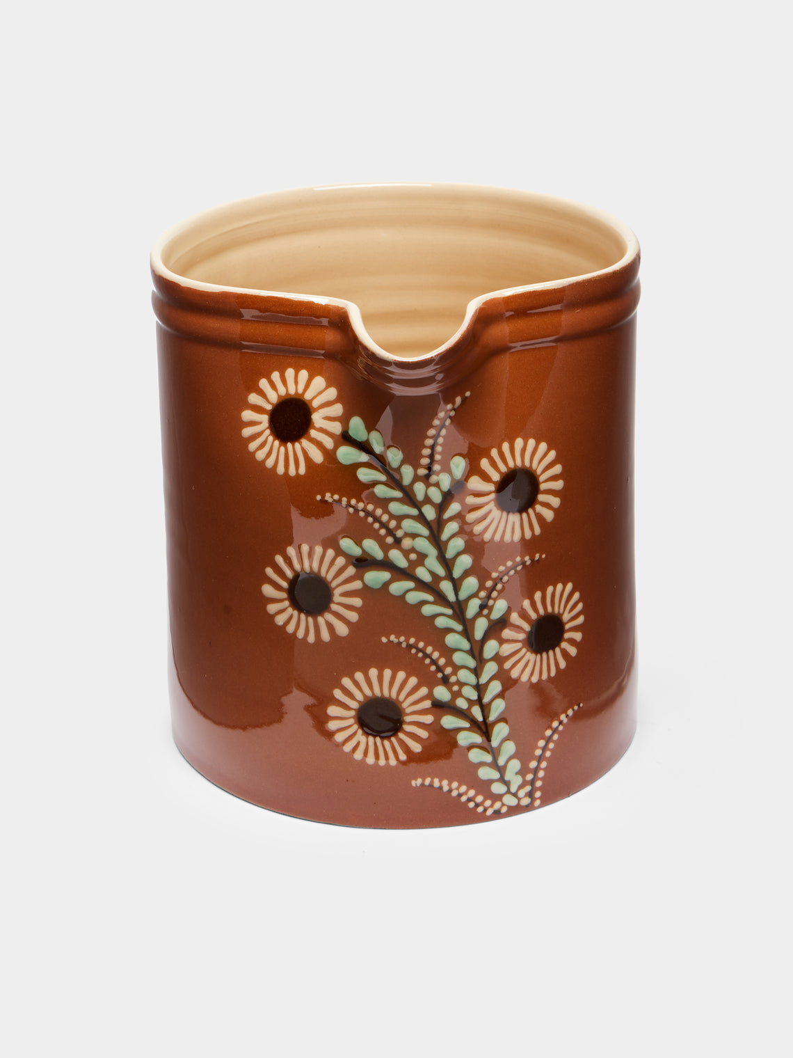 Poterie d’Évires - Flowers Hand-Painted Ceramic Straight-Edge Jug -  - ABASK
