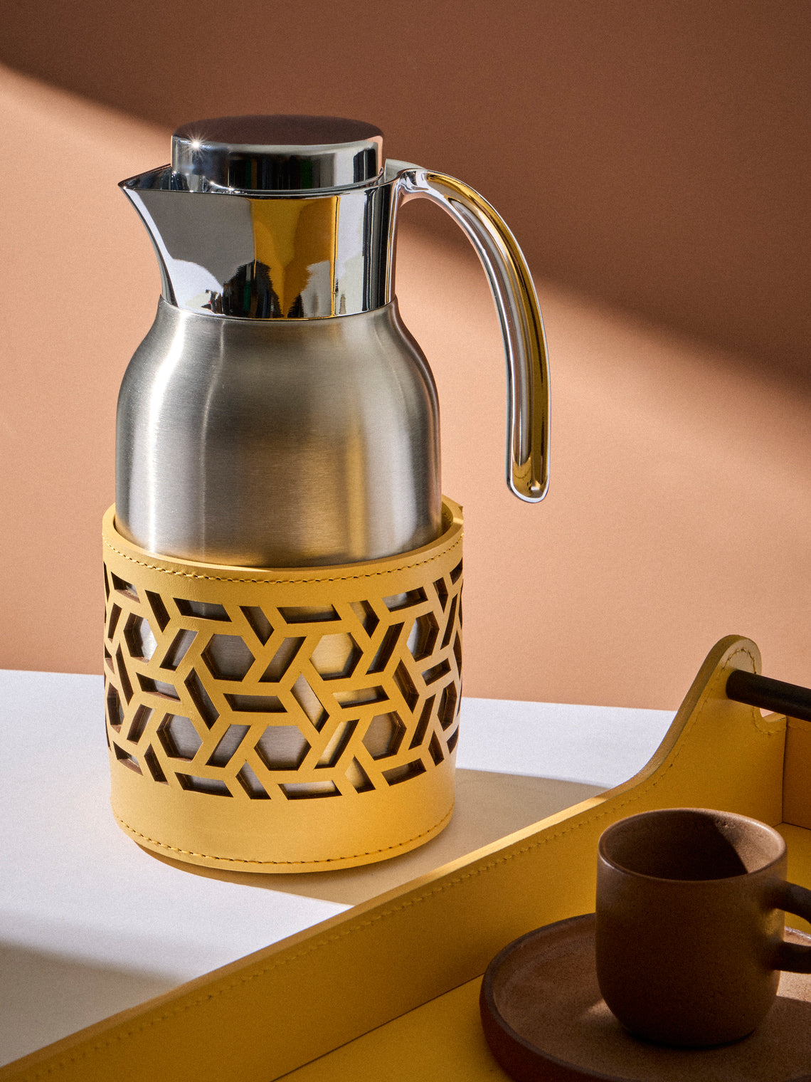 RUDI - Gemma Glass and Stainless Steel Carafe (20oz/0.6L) - Yellow - ABASK