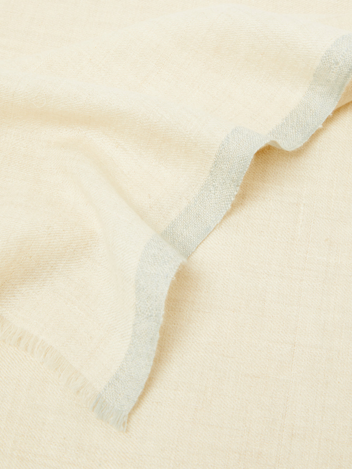 Me & K - Cashmere Border-Stripe Scarf - Ivory - ABASK