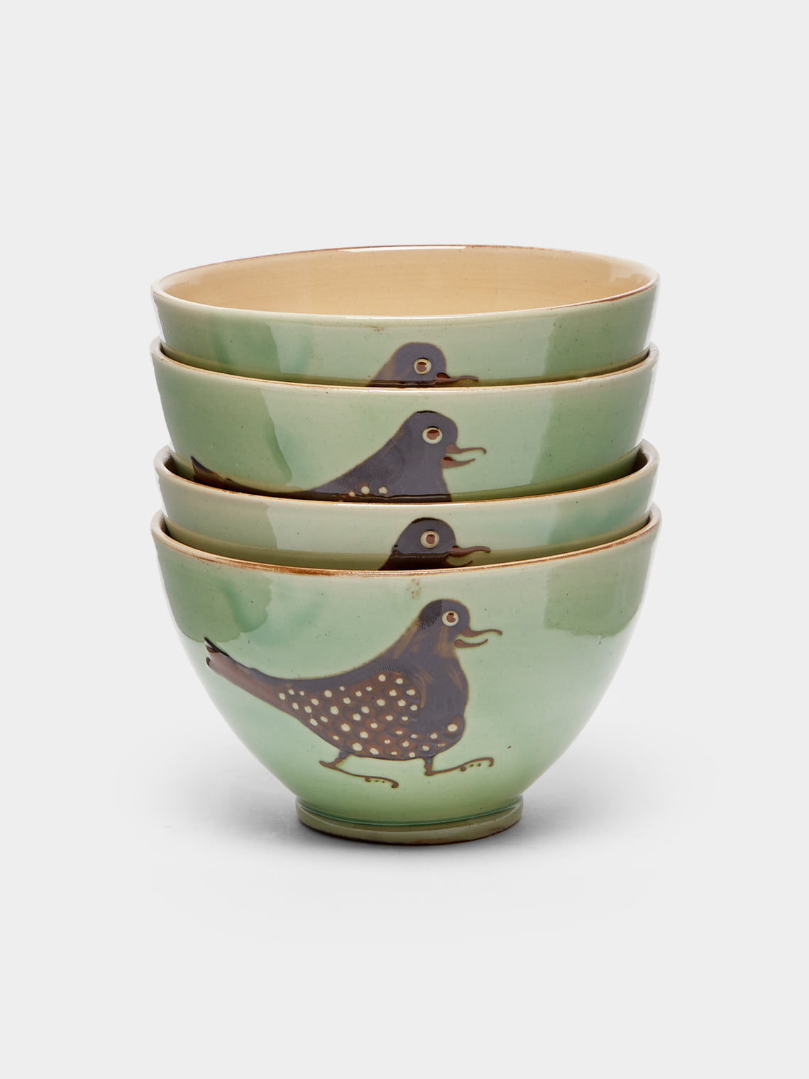 Poterie d’Évires - Birds Hand-Painted Ceramic Cereal Bowls (Set of 4) -  - ABASK