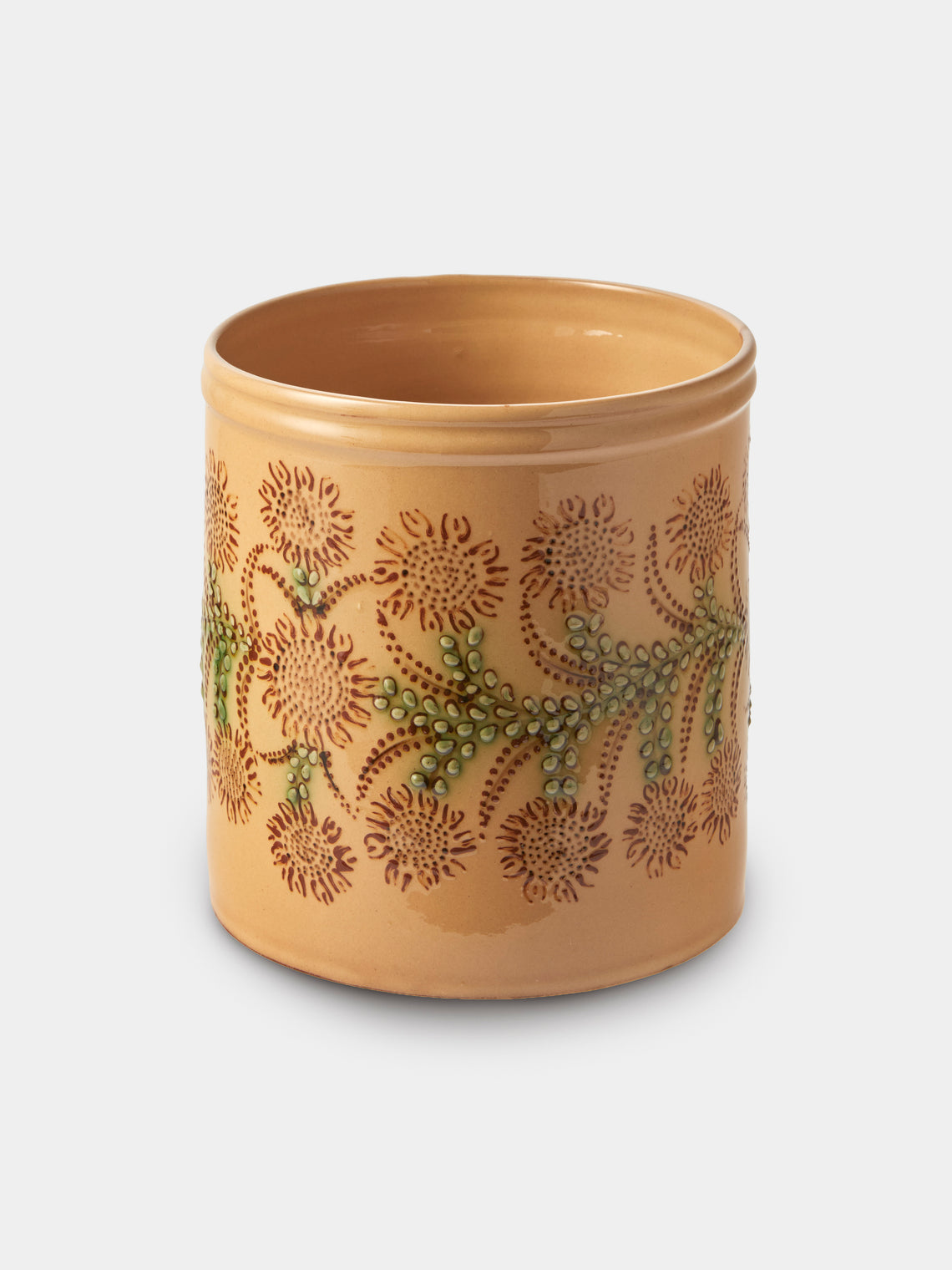 Poterie d’Évires - Flowers Hand-Painted Ceramic Utensil Pot - Cream - ABASK - 