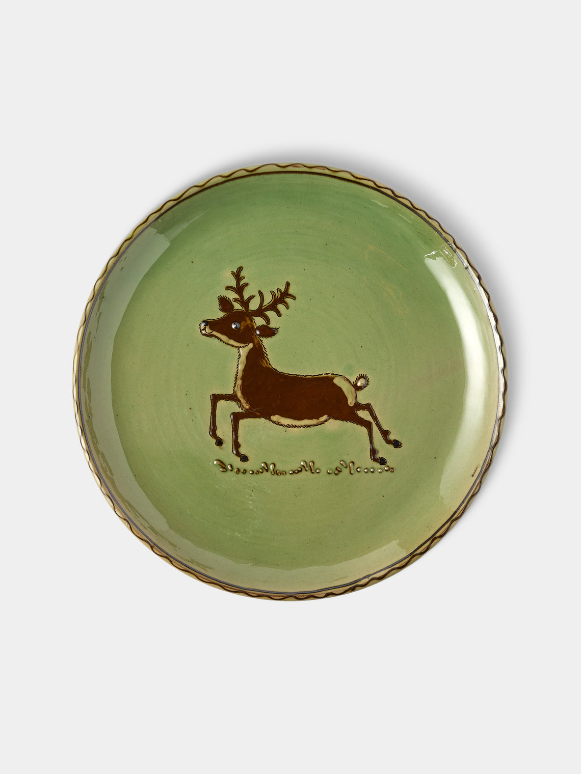 Poterie d’Évires - Animals Hand-Painted Ceramic Plates – 9.5in/24cm (Set of 8) - Green - ABASK