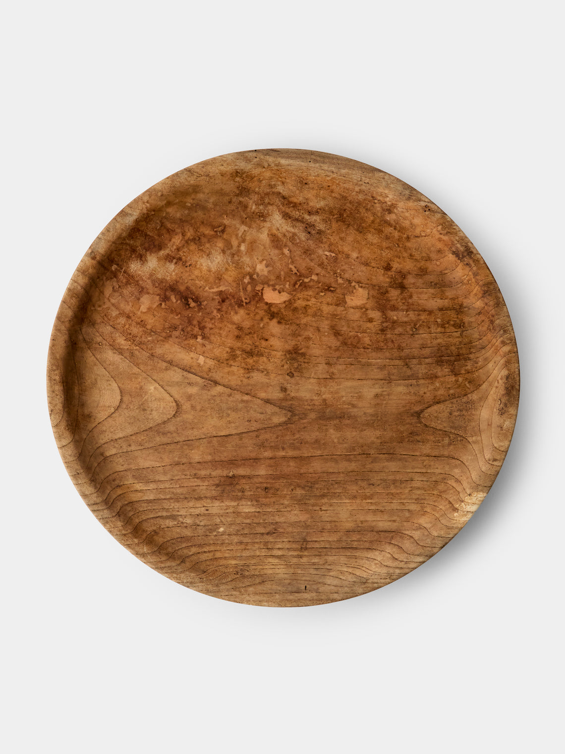 Iida Woodturning - Hand-Turned Earth-Finish Zelkova Wood Tray (15in/38.5cm) - Brown - ABASK