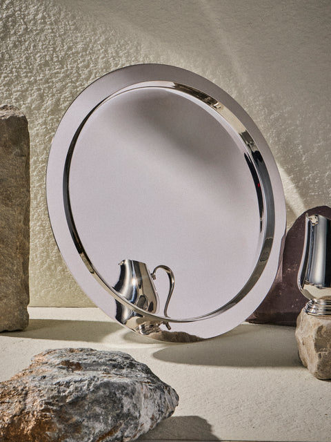 Ercuis - Escapade Saturne Silver-Plated Round Tray (15in/38.5cm) - Silver - ABASK