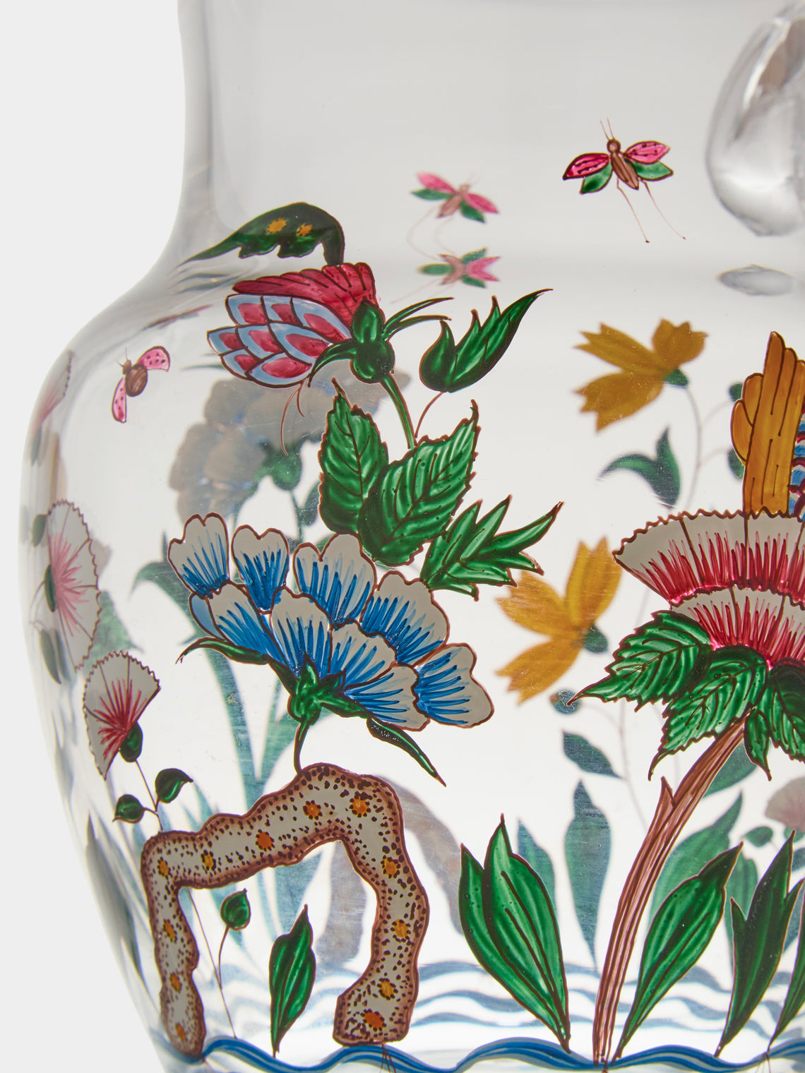 Lobmeyr - Chinese Flowers Hand-Blown Crystal Water Pitcher - Blue - ABASK