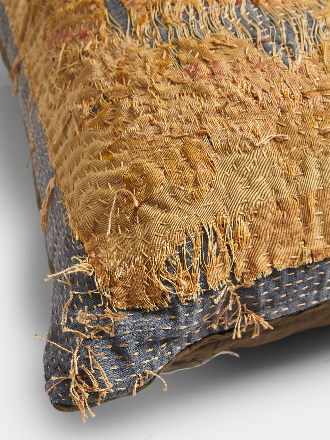 By Walid - 18th-Century French Aubusson Tapestry and Linen Cushion (25.5in/65cm) - Yellow - ABASK