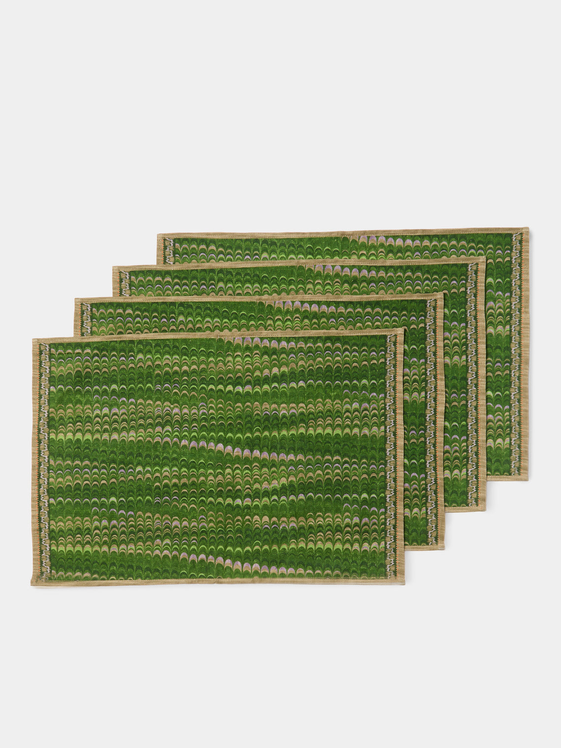 D'Ascoli - | Set of 4 | Gamine Printed Linen Placemats - Green - ABASK