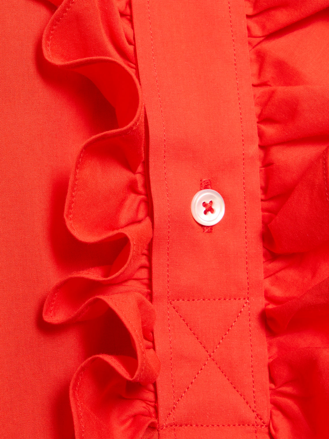 Sebline - Women's Ruffle Cotton Shirt Dress | Size: XS - Red - ABASK