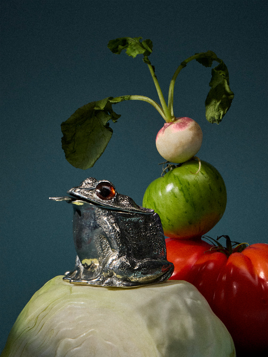 Au Bain Marie - Frog Pewter Mustard Jar - Silver - ABASK