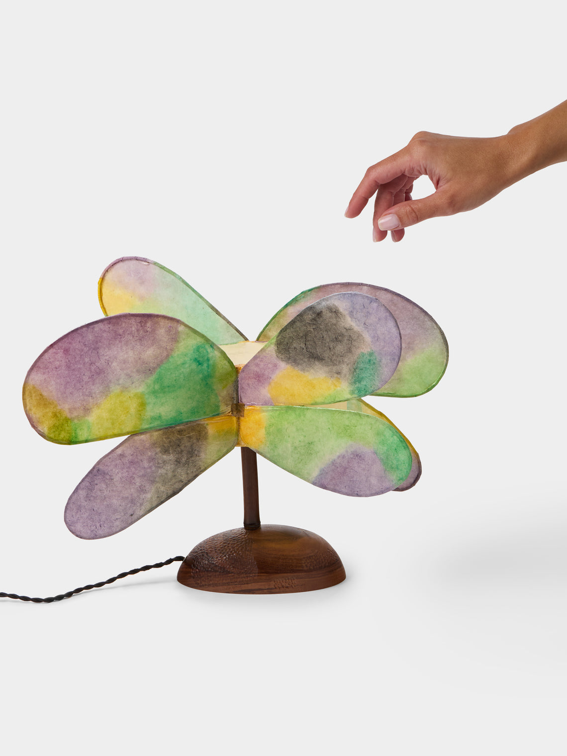 Yuxuan Huang - Night Hand-Painted Kozo Paper and Wood Table Lamp - Multiple - ABASK