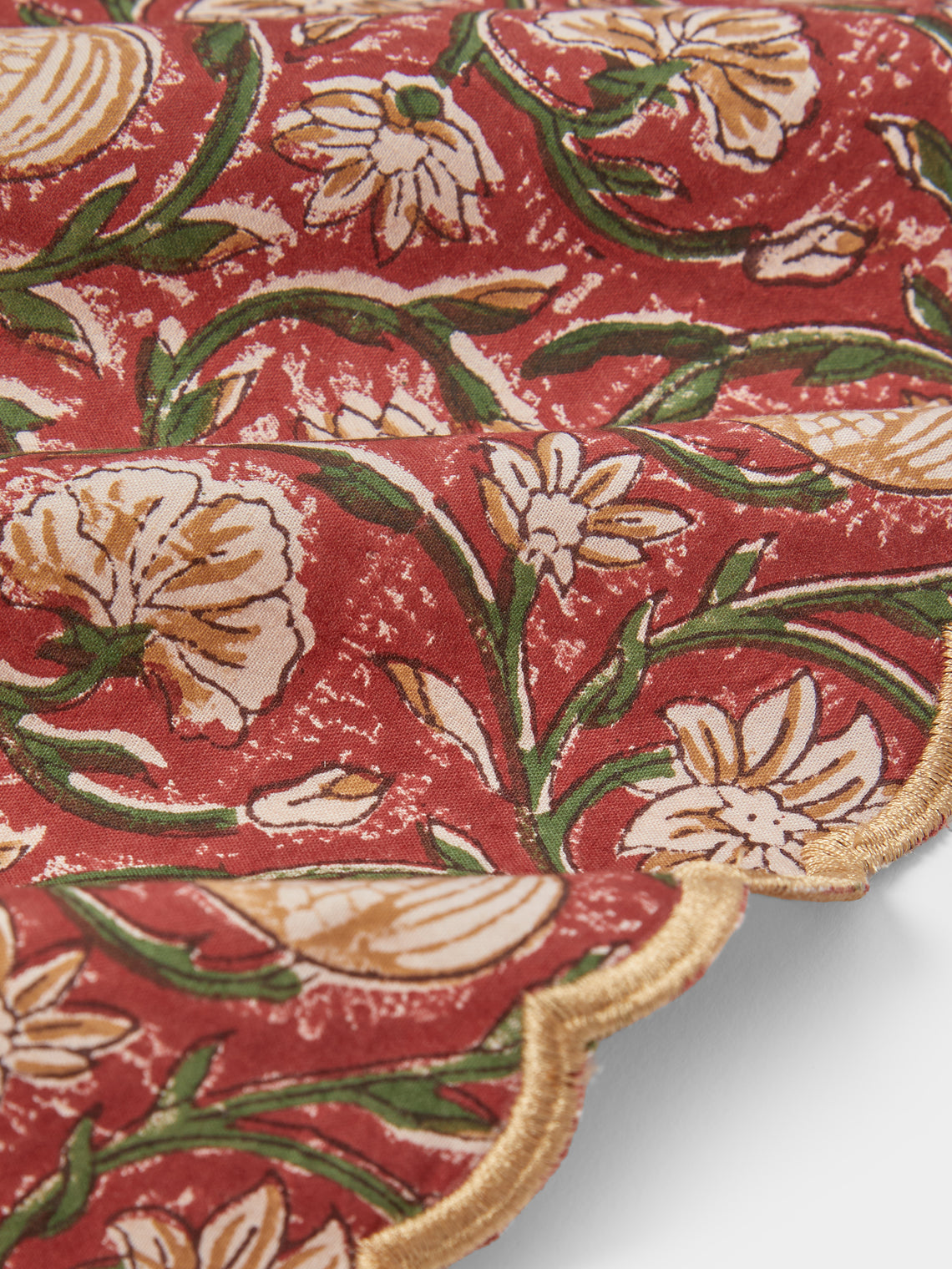 Chamois - | Set of 8 | Tangier Pomegranate Block-Printed Cotton Napkins - Multiple - ABASK