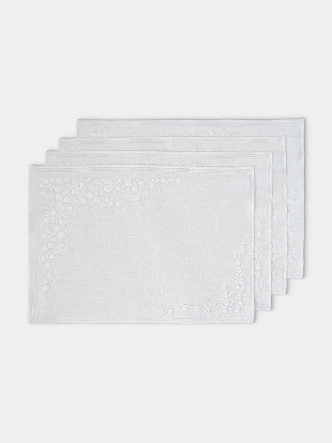 Borgo delle Tovaglie - Venaria Embroidered Linen Placemats (Set of 4) - Ivory - ABASK